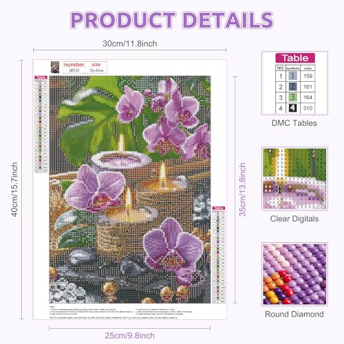 BIGRIMA Candle Diamond Art Painting Kits for Adults,5D Diamond Painting Kits for Beginners, DIY Full Drill Diamond Dots Paintings Flowers Picture Arts Craft for Home Wall Art Decor 12x16 Inch - color: Diamond Painting 016