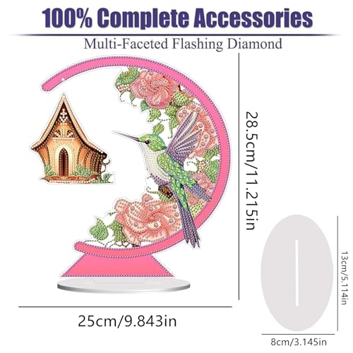 Diamond Painting Kits for Adults Beginners, 5D Full Drill Bird Crystal Art Desktop Ornament, DIY Single Sided Home Office Desk Decor, Creative Craft Gift Set with Tools - color: Bird Nest