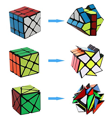 AHYUAN Speed Cube 3 Pack Magic Speed Puzzle Toy 3x3x3 Windmill 3x3 Axis V2 Fisher Toys Sturdy and Smooth Speed Cube Puzzles Toy for Kids and Adults