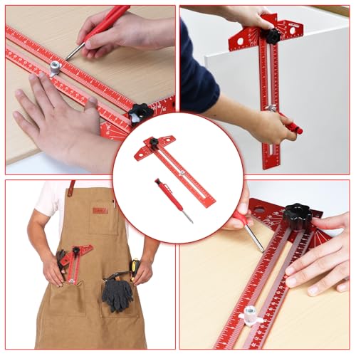 Woodworking Scriber Marking Line Ruler, Adjustable up to 18 inches