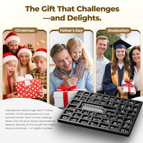 Brain Teaser Puzzles 50Pcs Metal Puzzle Party Favors Adults Teens Seniors