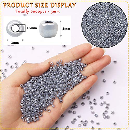 5000pcs Grey Blue Glass Seed Beads Bulk, Small Tiny Waist Spacer Beads for Bracelet, Necklace Jewelry Making, DIY Craft Projects(3mm 8/0) - color: Grey Blue, size: 3mm