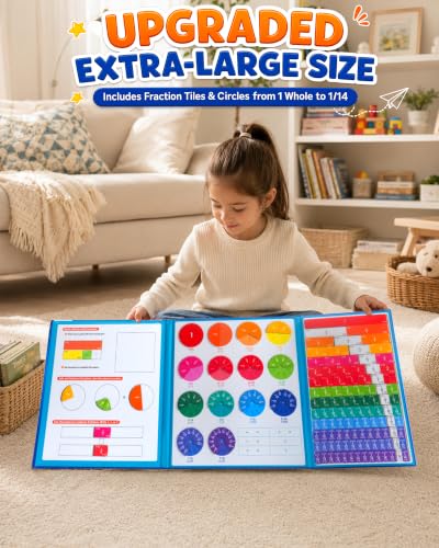 X-Large Magnetic Fraction Book, 210 Pcs Tiles Circles Manipulatives