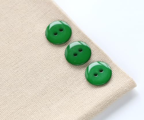 200pcs 5/8 Inch (15mm) Dark Green Color Buttons 2 Holes Resin Button for Sewing and DIY Crafts - color: Dark green