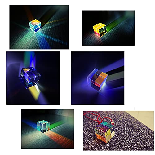 GARPROVM Optical Glass RGB Dispersion Prism X-Cube, Light Spectrum Educational Model for Physics Science Photography Decoration, 3 Pieces 5mm - size: 5mm