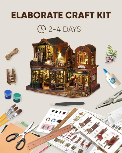 DIY Miniature House Kit Book Nook Kit for Adults to Build Mini Magic House - color: Magic Book Shop