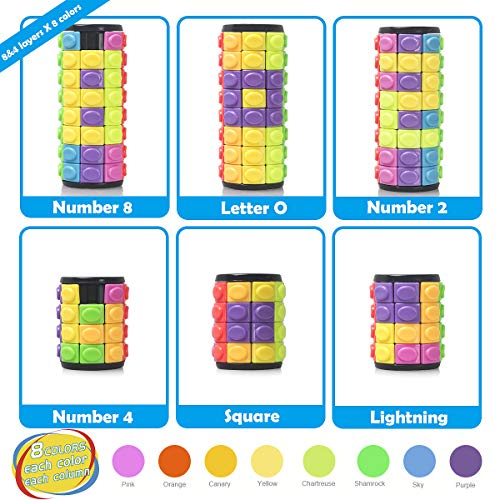 R.Y.TOYS Rotate and Slide Puzzle-Design Patent,Fidget Toys(Restore Order/Create Patterns) 8 Colors,4 and 8 Layers-Detach Piece for Quick Play,Brain Teaser,Sensory Toys Gifts,Easter Basket Stuffers - color: 8 Colors X (4 Layers + 8 Layers)