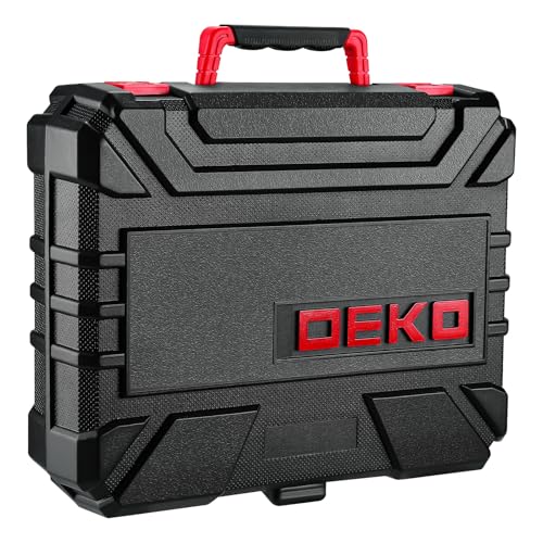 DEKOPRO Drill Set: 8V Cordless Drill, Home Tool Kit with 126 Piece Set - color: Red