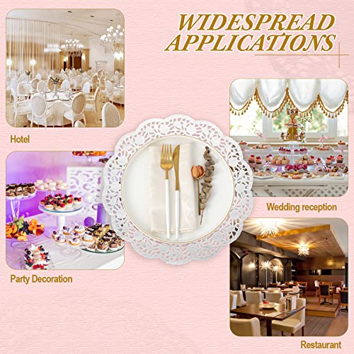 Yexiya 200 Pcs Lace Paper Doilies 14 Inch Round Foil Placemats, White - color: White