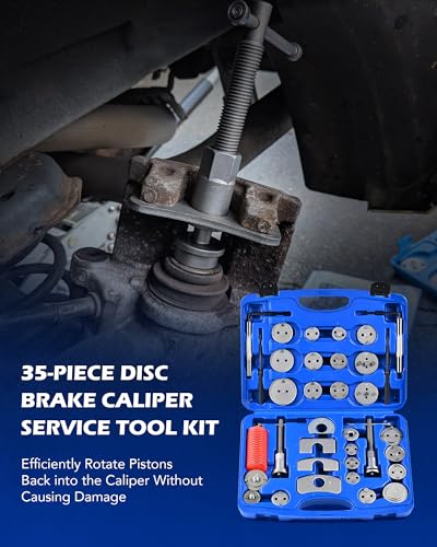 OMT 35pc Disc Brake Caliper Compression Tool Kit for Brake Pad Replacement - size: Advanced