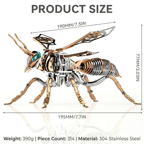 3D Metal Puzzles for Adults, Mechanical Bee Insect Model Kit - color: Bee-rose-gold
