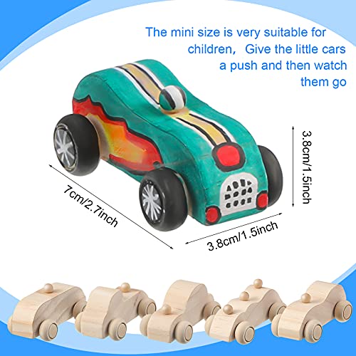 Zhanmai 6 Pcs Wooden Toy Cars to Paint Unfinished Wood DIY Race Car Toys - size: Small