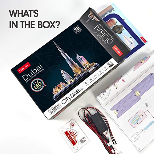 CubicFun 3D Puzzles for Kids Ages 8-10 LED Dubai Cityline - style: LED Dubai Cityline