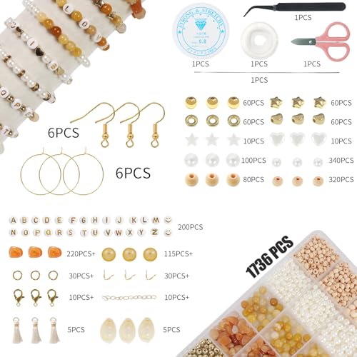 Jewelry Making Supplies Kit, Bracelet Making Kit, Natural Stone Beads - color: Yellow Jade - Red Aventurine