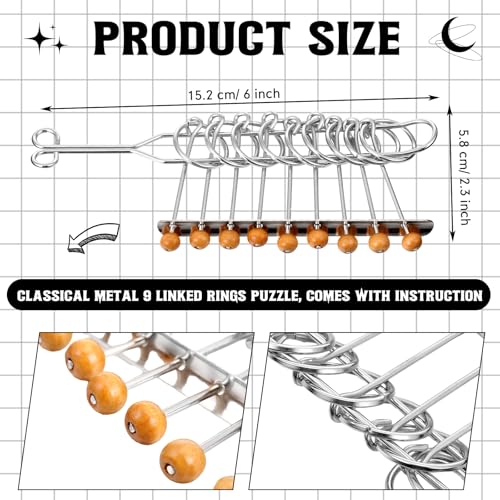 Metal Brain Teasers Set, Steel Iq Games with Pouch, Medium - style: Medium