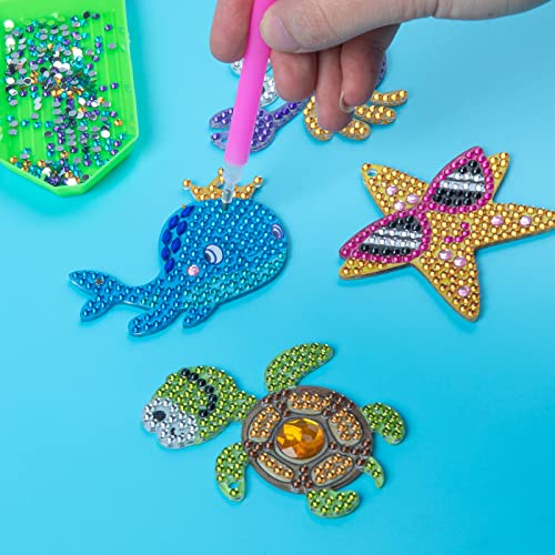 Labeol Diamond Art Kits for Kids with 5D Diamond Creat Your Own GEM Keychains Arts and Crafts for Kids Ages 8-12 Christmas Stocking Birthday Gifts for Kids 6+ - style: Ocean