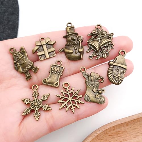 WOCRAFT 60pcs Antique Bronze Christmas Bracelet Charms for Jewelry Making Sets DIY Necklace Bracelet Keychain Crafting Charms Kit Craft Supplies (SN827) - color: Antique Bronze, size: Christmas Charms
