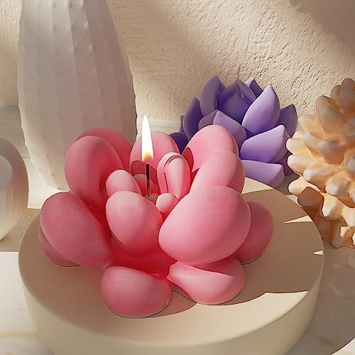 8 Pack Flower Succulent Candle Mold Resin Casting Silicone Molds for Home Decor & Candle Making Wave Spiral Mold - color: succulents-x1