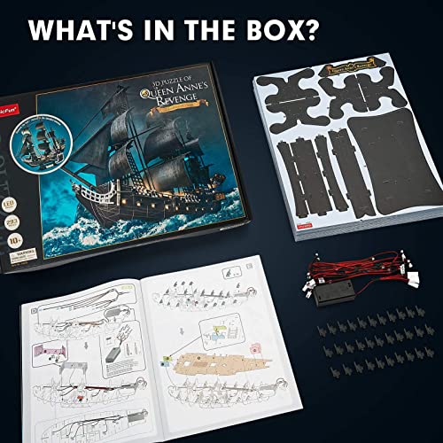 CubicFun 3D Puzzle for Adults Pirate Ship Puzzle Kit with LED Lights - style: LED Pirate Ship