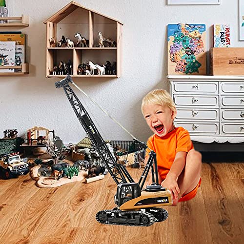 1/50 Heavy Duty Construction Metal Crawler Crane, Truck Crane Vehicle Toys for Kids, Outdoor Sandbox Car Toys, Birthday Gift Toddler Boy Kid