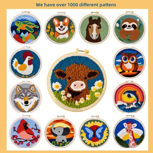 DIY Punch Needle Kits Santa Claus with Hoop 20x20cm-9 - color: 01-Santa Claus