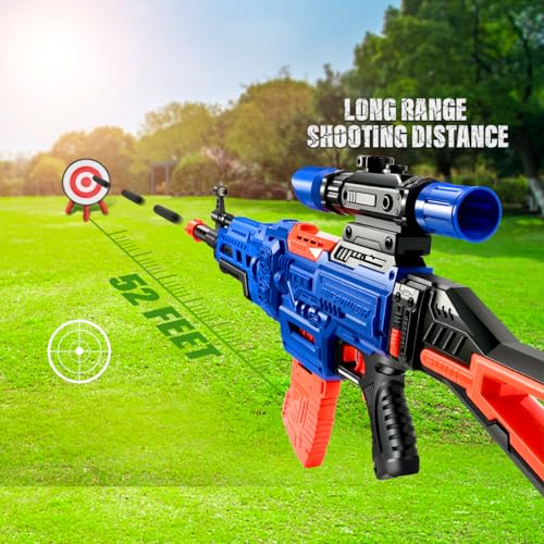 Bigpower Electric Kids Toy Sniper Rifle with Scope Tactical Vest Kit,4 in 1 Automatic Kids Sniper Rifle Toy Guns for Boys 8-12,Rifle Dart Guns Big Size,Toy Guns with Removable Magazines(2 Pcs