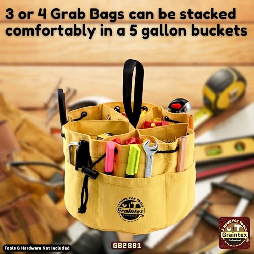 Graintex 18 Pockets Grab Bag Rip-stop Canvas Drawstring Closure, Small Part Organizer Pouch, Small Tools, Screws, Parts, Parachute Tool Bag for Efficient Storage - Yellow - color: Yellow