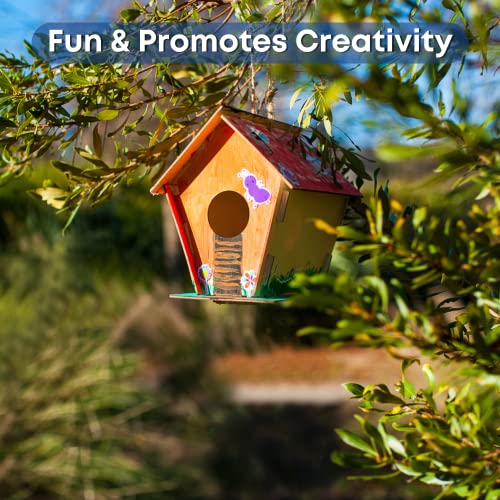 Wooden Birdhouses to Paint - 15 Bulk DIY Bird House Craft Kits for Kids