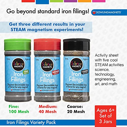 Dowling Magnets Iron Filings, Variety, Laboratory Science, Science Resources, Grades 1+, Pack of 3 (DO-731050)