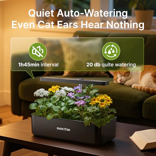 SUNCOZE Hydroponics Growing System, Compact 12 Pods Indoor Garden, Black - color: Black