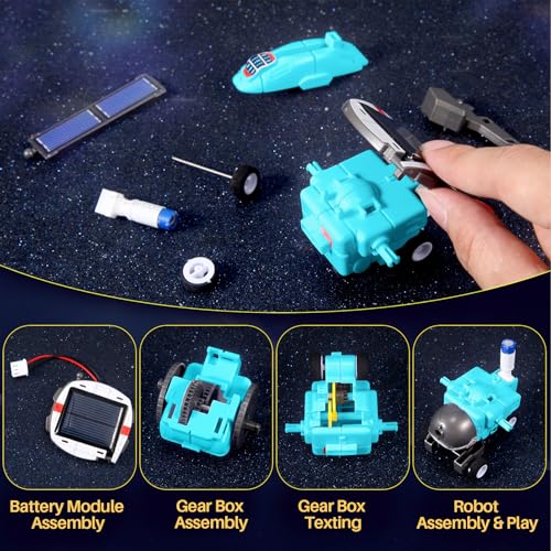 STEM Toys for Kids Ages 8-13, Christmas Birthday Gifts for 8 9 10 11 12 13 14 Year Old Teen Boys Girls, 6-in-1 Solar Robot Educational Science Building Experiment Kits - color: Light Blue