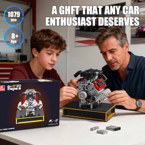 V8 Engine Model Kit that Runs, Car Engine Building Set, 1079 PCS