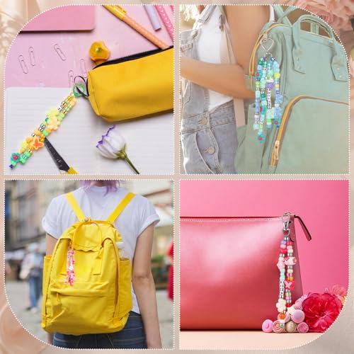Whimsibelle 824 Pcs DIY Bead Keychain Making Kit 740 Beads Versatile Charms & Tools for Beaded Jewelry Making, Bracelet Necklace Charm Keychain Craft Gift for Kid Teen Adult Personalized Accessories