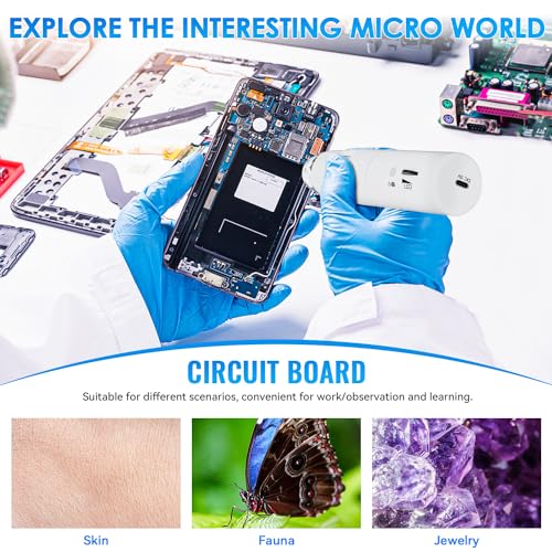 Wireless Digital Microscope, Skybasic 50X-1000X Magnification WiFi Pocket Handheld Microscopes with Stand HD USB Microscope Camera Compatible with iPhone Android iPad Windows Mac Computer (White) - color: White