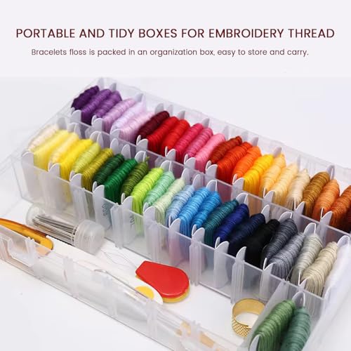 Huacan 36 Colors Embroidery Thread Kit Full Starter Tools with Storage Box - color: 36 Color(53 Pcs)