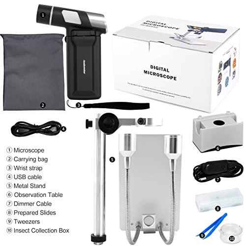 Andonstar AD203 Digital Coin Microscope for Error Coins with Metal Stand - color: Black+Pro Bracket, Slides