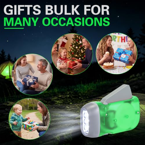 Treela 36 Hand Crank Flashlights,Green - color: Green