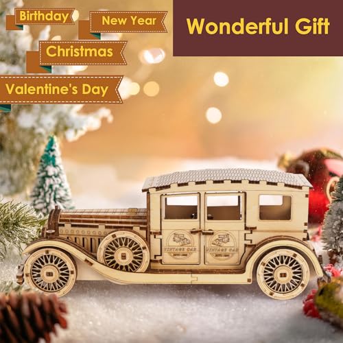 3D Wooden Puzzle for Adults, Mechanical Classic Car Puzzle, DIY Vintage Vehicle Model Building Kit Handicraft Wood Craft Hobbies Toy, Birthday for Hobbyist 14+ Family Women Men, 187 Pcs - style: Classic Car
