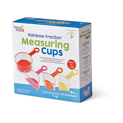 hand2mind Rainbow Fraction Measuring Cups, Kids Montessori Kitchen Tools, Toddler Cooking Tools, Sensory Table Materials, Fraction Manipulatives, Homeschooling Supplies, Easter Baking (Set of 4)