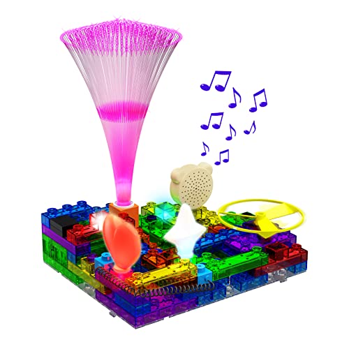 E-BLOX Build Your Own Glowing LED FM Radio Kit, 395 Fun STEM Electrical Science Projects, Building Blocks Circuit Toy Set for Kids, Birthday Gift, Boys, Girls, 8+ - style: Glowing LED FM Radio