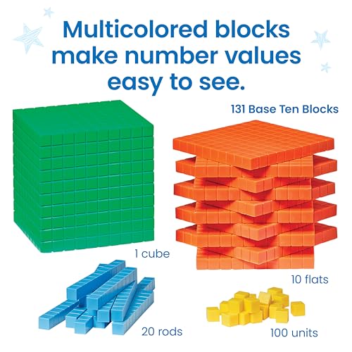 hand2mind Multicolored Base Ten Blocks Activity Set, 133 Pieces - style: Multicolored Plastic