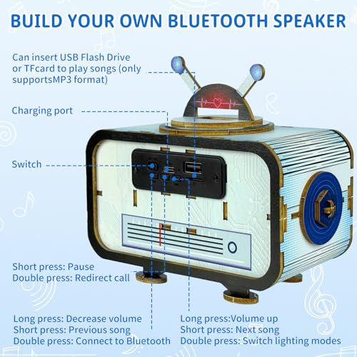 DIY Bluetooth Speaker Kit with RGB Lights, STEM Gift for Boys Ages 8-14 - style: Wireless Speakers