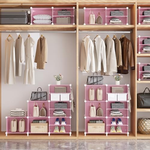 AWTATOS Closet Organizer 8 Cube Storage Shelves, Pink - color: Pink