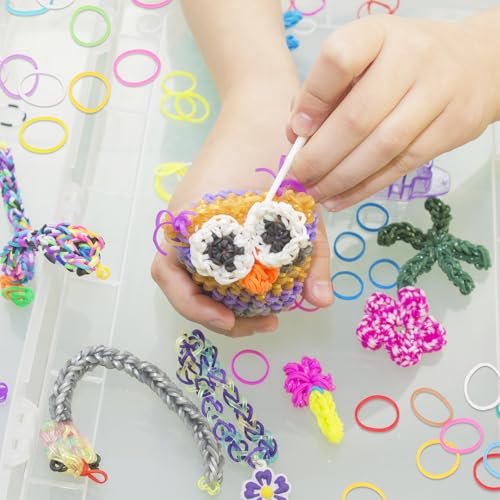 MECCANIXITY 1800 Pcs Loom Rubber Bands Kit with 75 Pcs S-Clips 3-Hooks Rubber Bands Refill Bracelet Making Kits for Weaving DIY Handcrafts Gift, Light Blue - color: Light Blue