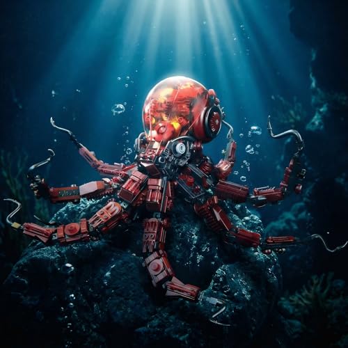 Mechanical Octopus Building Sets for Adult,Compatible with Lego Ocean Animal, Collection Toy with Display Stand and Light, Home or Office Decor Idea Gift for Teen 14+(882PCS)
