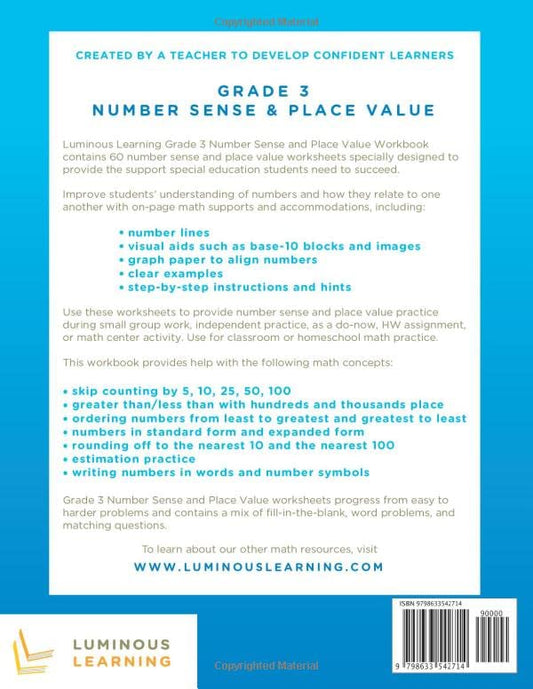 Number Sense and Place Value Workbook - Grade 3: Making Math Visual