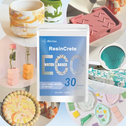 JDiction ResinCrete Kit, Complete Kit Easy for Beginners, 20-30Minutes Demold, Include Water-Based Eco-friendly Casting Powder, Mold & Pigment, Easy Mix for Beginners DIY Home Decor