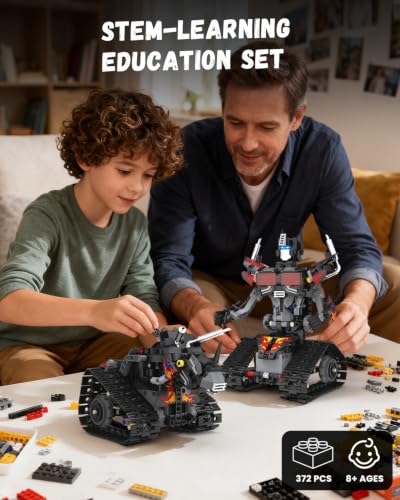 5 in 1 STEM Robot Building Kit, RC Robot Toys for Boys Ages 8+ - color: Black
