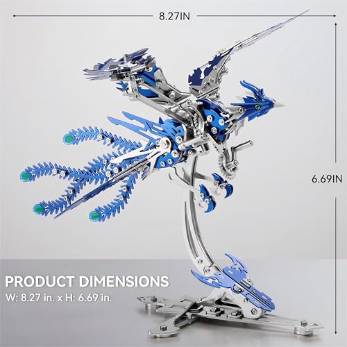 3D Metal Puzzles for Adults, Mechanical Phoenix Bird Model Kit - color: Phoenix-blue
