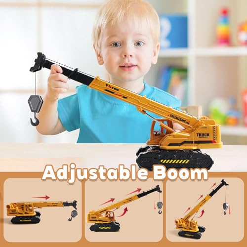 Metal ABS Crane Toy, Diecast Construction Vehicle with Movable Boom and Hook, Construction Toy Truck for Kids Boys Age 3+ Christmas Birthday Gift - color: Crane 989m
